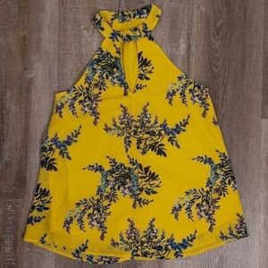 Japna yellow and blue floral halter neck blouse size small